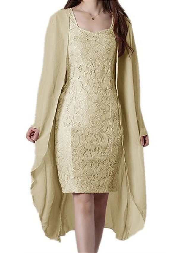 Women's Two Piece Dress Set Casual Dress Lace Dress Outdoor Daily Fashion Streetwear Lace Midi Dress V Neck Long Sleeve Plain Slim Yellow Pink Blue Fall Winter S M L XL XXL 5 Women's Two Piece Dress Set Casual Dress Lace Dress Outdoor Daily Fashion Streetwear Lace Midi Dress V Neck Long Sleeve Plain Slim Yellow Pink Blue Fall Winter S M L XL XXL - Image 5
