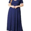 Women's Plus Size Curve Party Dress Lace Dress Sheath Dress Solid Color Long Dress Maxi Dress Short Sleeve Lace Ruched V Neck Fashion Wedding Pink Dark Blue Spring Fall XL XXL 3XL 4XL 5XL
