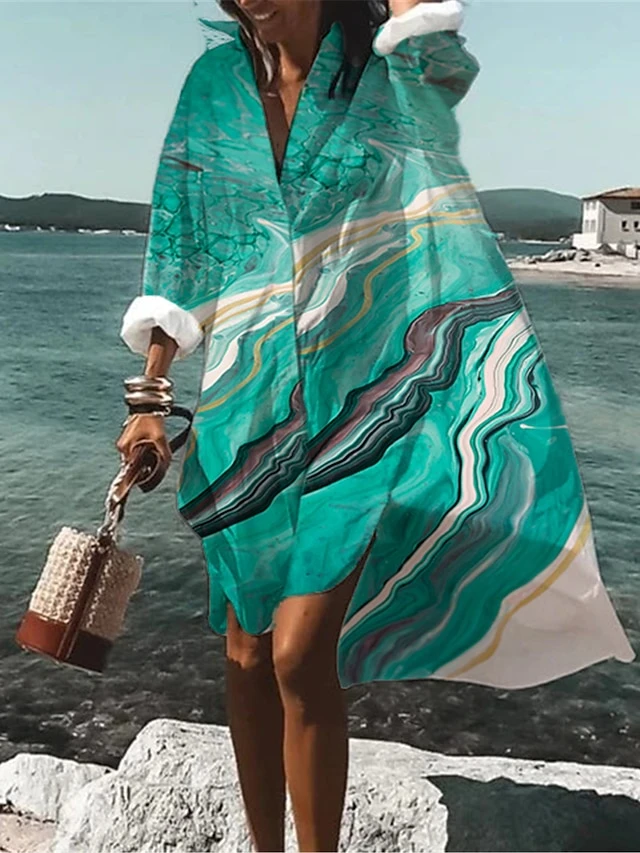 Women's Shirt Dress Casual Dress Swing Dress Mini Dress Outdoor Daily Vacation Polyester Fashion Casual Shirt Collar Button Print Long Sleeve Summer Spring Fall 2023 Loose Fit Black Red Blue Floral 2 Women's Shirt Dress Casual Dress Swing Dress Mini Dress Outdoor Daily Vacation Polyester Fashion Casual Shirt Collar Button Print Long Sleeve Summer Spring Fall 2023 Loose Fit Black Red Blue Floral - Image 2