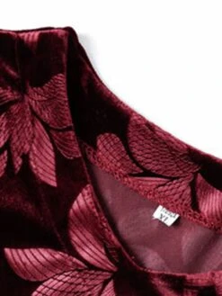 Women's Plus Size Party Dress Velvet Dress Cocktail Dress Midi Dress Black Wine Purple Long Sleeve Leaf Pocket Spring Fall Winter V Neck Fashion Winter Dress Wedding Guest Birthday Loose Fit 2023 XL -Cheap Plus Fit Dress Store twfbne1692588954839