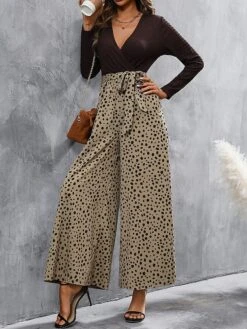 Women's Jumpsuit Pocket High Waist Polka Dot Streetwear Street Daily Regular Fit Long Sleeve Khaki S M L Fall -Cheap Plus Fit Dress Store twlzrn1693464451067