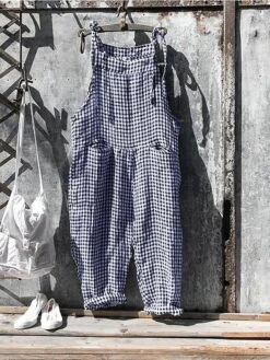 Women's Overall Pocket Print Plaid V Neck Streetwear Street Daily Regular Fit Sleeveless Black White Yellow S M L Summer 15 Women's Overall Pocket Print Plaid V Neck Streetwear Street Daily Regular Fit Sleeveless Black White Yellow S M L Summer -Cheap Plus Fit Dress Store twnhcw1692615959537