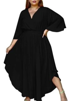 Women‘s Plus Size Curve Holiday Dress Solid Color V Neck Half Sleeve Fall Spring Basic Maxi Long Dress Date Vacation Dress 29 Women‘s Plus Size Curve Holiday Dress Solid Color V Neck Half Sleeve Fall Spring Basic Maxi Long Dress Date Vacation Dress -Cheap Plus Fit Dress Store txbars1648706455183