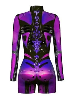 Women's Romper Halloween Print Print Stand Collar Active Home Daily Regular Fit Long Sleeve Black White Yellow S M L Fall -Cheap Plus Fit Dress Store txmait1690941131796