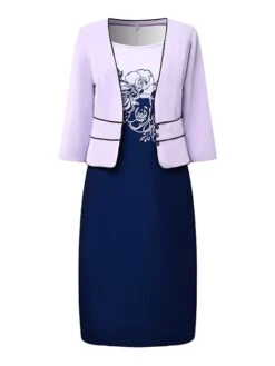 Women's Dress Set Two Piece Dress Floral Dress Midi Dress Purple 3/4 Length Sleeve Print Print Winter Fall Autumn Crew Neck Fashion Party Daily Wedding Guest 2023 S M L XL XXL 3XL 10 Women's Dress Set Two Piece Dress Floral Dress Midi Dress Purple 3/4 Length Sleeve Print Print Winter Fall Autumn Crew Neck Fashion Party Daily Wedding Guest 2023 S M L XL XXL 3XL -Cheap Plus Fit Dress Store tzjqkp1673936575091