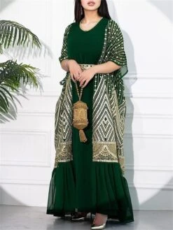 Women's Two Piece Dress Set Party Dress Sheath Dress Party Cocktail Party Fashion Party Lace Up Ruched Long Dress Maxi Dress Crew Neck Short Sleeve Print Loose Fit Black White Green Fall Winter S M L -Cheap Plus Fit Dress Store uamwsd1696691507695