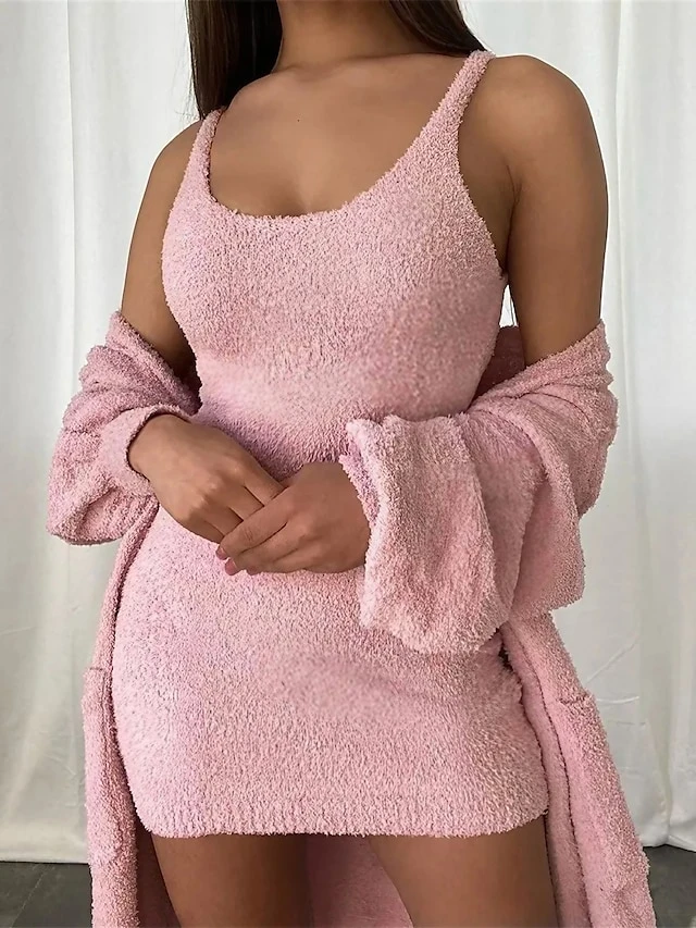 Women's Two Piece Dress Set Casual Dress Sheath Dress Outdoor Daily Fashion Modern Pocket Mini Dress Crew Neck Long Sleeve Plain Loose Fit Pink Fall Winter S M L XL XXL 1 Women's Two Piece Dress Set Casual Dress Sheath Dress Outdoor Daily Fashion Modern Pocket Mini Dress Crew Neck Long Sleeve Plain Loose Fit Pink Fall Winter S M L XL XXL