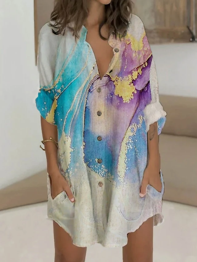 Women's Shirt Dress Casual Dress Shift Dress Mini Dress Outdoor Daily Vacation Polyester Fashion Casual Stand Collar Button Pocket Long Sleeve Summer Spring Fall 2023 Regular Fit Blue Purple Green 1 Women's Shirt Dress Casual Dress Shift Dress Mini Dress Outdoor Daily Vacation Polyester Fashion Casual Stand Collar Button Pocket Long Sleeve Summer Spring Fall 2023 Regular Fit Blue Purple Green