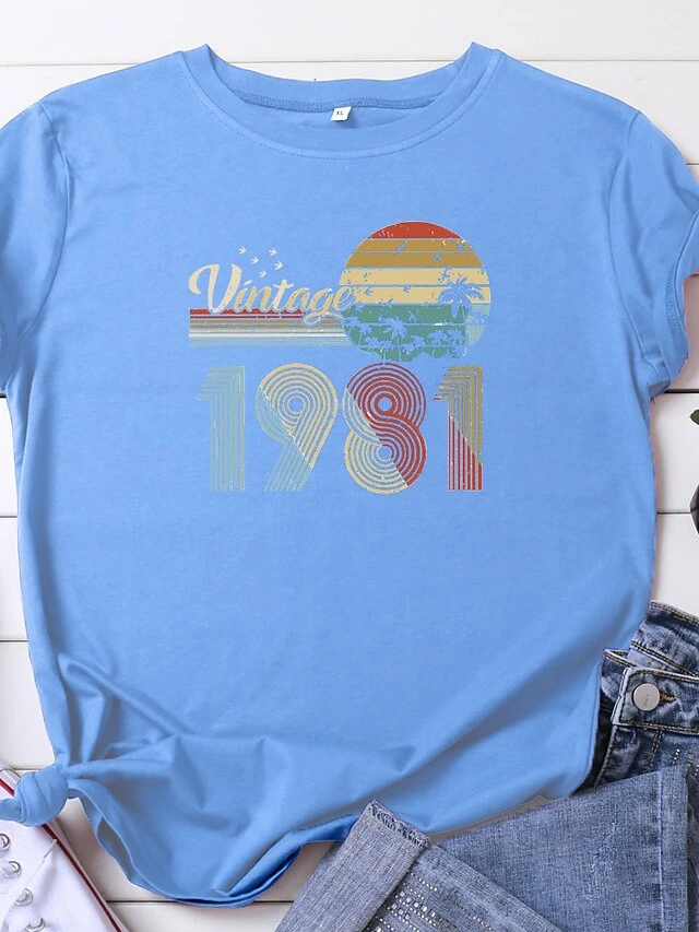 40th Birthday Gifts Women Vintage 1981 Shirt 40 Years Of Being Awesome T-shirt Original Parts Tee Retro Birthday Party Tops(gray2-s) 9 40th Birthday Gifts Women Vintage 1981 Shirt 40 Years Of Being Awesome T-shirt Original Parts Tee Retro Birthday Party Tops(gray2-s) - Image 9