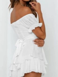 Women's Romper Ruffle Solid Color Off Shoulder Active Street Daily Regular Fit Short Sleeve Green Blue Pink S M L Spring -Cheap Plus Fit Dress Store uerefp1643274613566