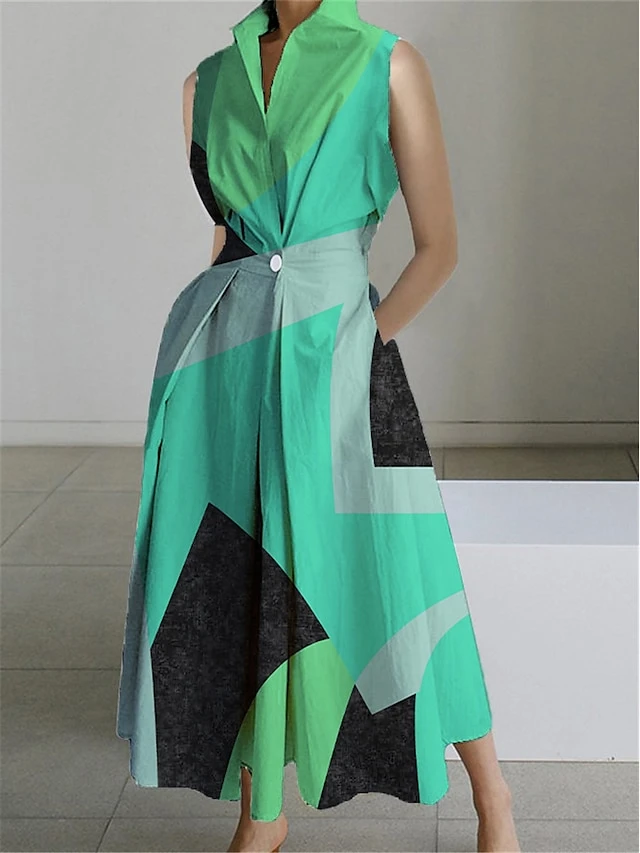 Women's Shirt Dress Casual Dress Swing Dress Maxi Long Dress Outdoor Office Daily Polyester Fashion Modern Shirt Collar Button Pocket Sleeveless Summer Spring 2023 Loose Fit Yellow Dark Pink Blue 5 Women's Shirt Dress Casual Dress Swing Dress Maxi Long Dress Outdoor Office Daily Polyester Fashion Modern Shirt Collar Button Pocket Sleeveless Summer Spring 2023 Loose Fit Yellow Dark Pink Blue - Image 5