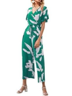 Women's Jumpsuit Lace Up Geometric V Neck Streetwear Daily Vacation Regular Fit Short Sleeve Green S M L Spring 8 Women's Jumpsuit Lace Up Geometric V Neck Streetwear Daily Vacation Regular Fit Short Sleeve Green S M L Spring -Cheap Plus Fit Dress Store ufauhq1673577932476