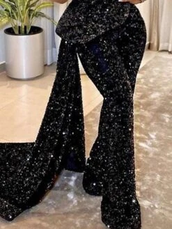 Women‘s Jumpsuit Overlay Sparkly Sequin Solid Color Off Shoulder Wedding Streetwear Party Prom Regular Fit Sleeveless Black S M L Summer Fall -Cheap Plus Fit Dress Store ugckck1681730349028