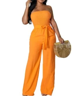 Women's Jumpsuit Lace Up Backless Solid Color Strapless Streetwear Street Holiday Regular Fit Sleeveless Yellow Orange Green S M L Spring 7 Women's Jumpsuit Lace Up Backless Solid Color Strapless Streetwear Street Holiday Regular Fit Sleeveless Yellow Orange Green S M L Spring -Cheap Plus Fit Dress Store uhwgqg1676361219281