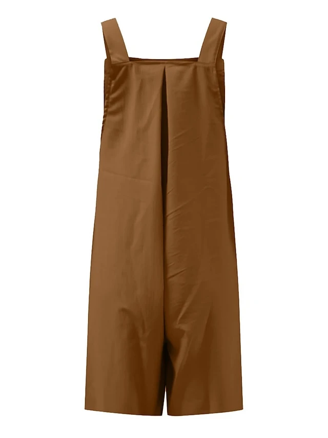 Jumpsuits For Women Summer Overall Bib Pocket Solid Color Square Neck Basic Daily Vacation Regular Fit Sleeveless Black Yellow Pink S M L 17 Jumpsuits For Women Summer Overall Bib Pocket Solid Color Square Neck Basic Daily Vacation Regular Fit Sleeveless Black Yellow Pink S M L - Image 17