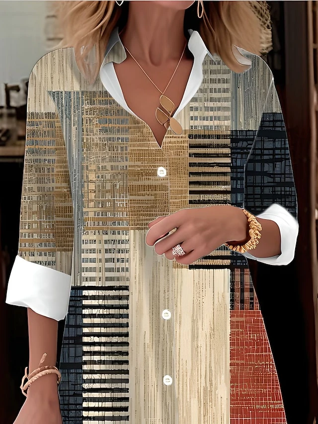 Women's Shirt Dress Casual Dress Midi Dress Outdoor Office Daily Polyester Fashion Modern Shirt Collar Button Pocket Long Sleeve Fall Winter 2023 Loose Fit Yellow Blue Purple Plaid Striped S M L XL 2 Women's Shirt Dress Casual Dress Midi Dress Outdoor Office Daily Polyester Fashion Modern Shirt Collar Button Pocket Long Sleeve Fall Winter 2023 Loose Fit Yellow Blue Purple Plaid Striped S M L XL - Image 2