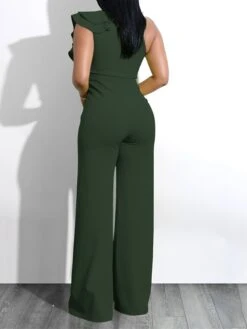 Women's Jumpsuit Ruffle Backless Solid Color One Shoulder Elegant Party Homecoming Wide Leg Regular Fit Sleeveless Wine Army Green White S M L Spring 32 Women's Jumpsuit Ruffle Backless Solid Color One Shoulder Elegant Party Homecoming Wide Leg Regular Fit Sleeveless Wine Army Green White S M L Spring -Cheap Plus Fit Dress Store ulinyg1657595428527