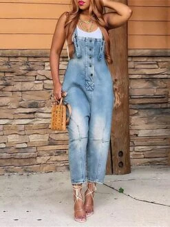 Women‘s Overall Pocket Solid Color Denim Square Neck Streetwear Daily Vacation Regular Fit Sleeveless Black Navy Blue Dusty Blue S M L Fall 23 Women‘s Overall Pocket Solid Color Denim Square Neck Streetwear Daily Vacation Regular Fit Sleeveless Black Navy Blue Dusty Blue S M L Fall -Cheap Plus Fit Dress Store ulsogb1690941127600