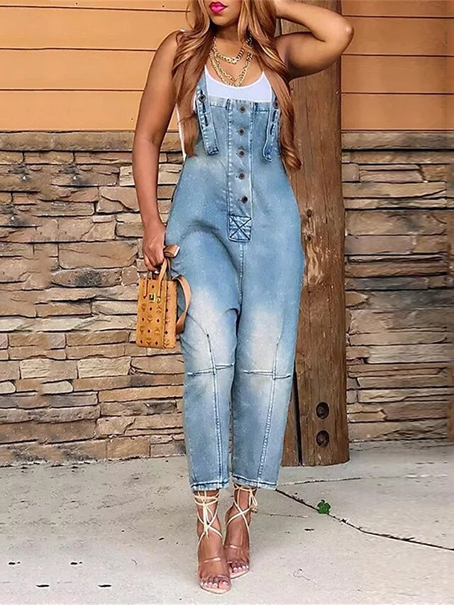 Women‘s Overall Pocket Solid Color Denim Square Neck Streetwear Daily Vacation Regular Fit Sleeveless Black Navy Blue Dusty Blue S M L Fall 11 Women‘s Overall Pocket Solid Color Denim Square Neck Streetwear Daily Vacation Regular Fit Sleeveless Black Navy Blue Dusty Blue S M L Fall - Image 11