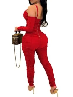 Women's Jumpsuit Backless Solid Color Square Neck Active Home Street Regular Fit Long Sleeve Green Blue Red S M L Spring -Cheap Plus Fit Dress Store umdfds1640338357372