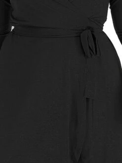 Women's Plus Size Curve Work Dress Black Dress A Line Dress Fashion Midi Dress Lace Up Asymmetrical V Neck 3/4 Length Sleeve Plain Loose Fit Black Blue Fall XL XXL 3XL 4XL 5XL -Cheap Plus Fit Dress Store uoppxl1693203431282