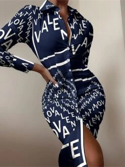 Women's Shirt Dress Casual Dress Midi Dress Outdoor Daily Vacation Polyester Fashion Casual Shirt Collar Button Long Sleeve Spring Fall Winter 2023 Regular Fit Black White Red Letter Tie Dye Striped -Cheap Plus Fit Dress Store uotncc1693386320747