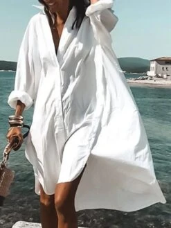 Women‘s Casual Dress Shirt Dress Sundress Blue Purple Red Long Sleeve Floral Button Winter Fall Autumn Shirt Collar Mature Winter Dress Fall Dress Loose Fit 2023 S M L XL XXL 3XL 4XL 5XL -Cheap Plus Fit Dress Store upsrpr1655437796109