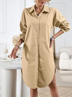 Women's Casual Dress Work Dress Shift Dress Mini Dress Outdoor Office Business Cotton Classic Modern Shirt Collar Button Pocket Long Sleeve Summer Spring Fall 2023 Loose Fit Black White Blue Pure -Cheap Plus Fit Dress Store uqmdlp1688542183118