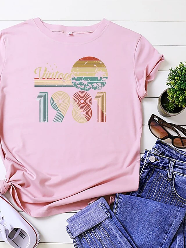 40th Birthday Gifts Women Vintage 1981 Shirt 40 Years Of Being Awesome T-shirt Original Parts Tee Retro Birthday Party Tops(gray2-s) 3 40th Birthday Gifts Women Vintage 1981 Shirt 40 Years Of Being Awesome T-shirt Original Parts Tee Retro Birthday Party Tops(gray2-s) - Image 3