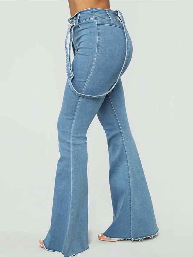 Women's Overall Button Pocket Solid Color Square Neck Streetwear Daily Vacation Regular Fit Sleeveless Black White Light Blue S M L Fall 2 Women's Overall Button Pocket Solid Color Square Neck Streetwear Daily Vacation Regular Fit Sleeveless Black White Light Blue S M L Fall - Image 2