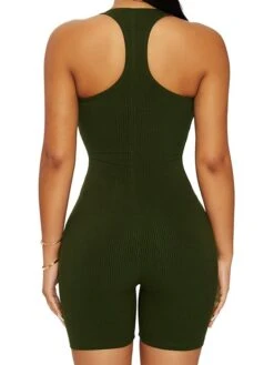 Women's Romper Backless Solid Color Halter Neck Sexy Street Going Out Regular Fit Sleeveless Green Brown White S M L Spring -Cheap Plus Fit Dress Store utcqug1655806483311