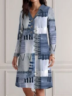 Women's Shirt Dress Casual Dress Cotton Linen Dress Midi Dress Polyester Fashion Casual Daily Outdoor Daily Vacation Shirt Collar Button Print 3/4 Length Sleeve Spring Fall Winter 2023 Loose Fit Blue 7 Women's Shirt Dress Casual Dress Cotton Linen Dress Midi Dress Polyester Fashion Casual Daily Outdoor Daily Vacation Shirt Collar Button Print 3/4 Length Sleeve Spring Fall Winter 2023 Loose Fit Blue -Cheap Plus Fit Dress Store utfqrm1695720635704