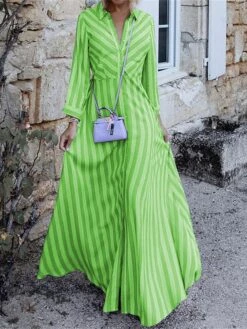 Women's Shirt Dress Casual Dress Swing Dress Maxi Long Dress Outdoor Daily Vacation Polyester Fashion Elegant Shirt Collar Button Print Long Sleeve Summer Spring Fall 2023 Regular Fit Yellow Purple