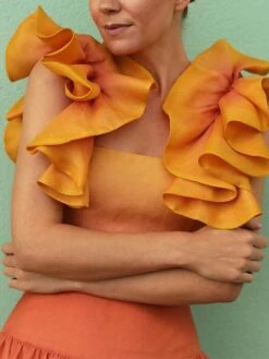 Women's Two Piece Dress Set Casual Dress Skirt Set Outdoor Daily Fashion Streetwear Ruffle Print Midi Dress Crew Neck Sleeveless Tie Dye Regular Fit Yellow Fall Winter S M L XL -Cheap Plus Fit Dress Store uxbrxn1692340671842