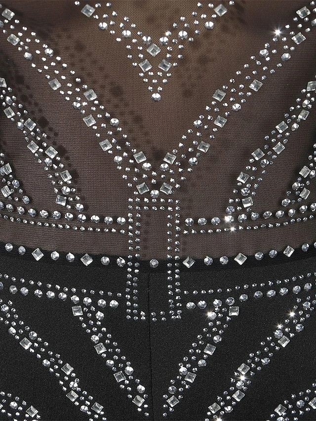 Women's Romper Mesh Beaded Solid Color Stand Collar Active Street Going Out Regular Fit Long Sleeve Black S M L Fall 11 Women's Romper Mesh Beaded Solid Color Stand Collar Active Street Going Out Regular Fit Long Sleeve Black S M L Fall - Image 11