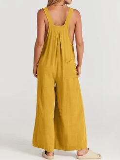 Women's Jumpsuit Pocket Solid Color Square Neck Streetwear Street Daily Regular Fit Sleeveless Yellow Pink Navy Blue S M L Summer -Cheap Plus Fit Dress Store uywnxv1679468959330