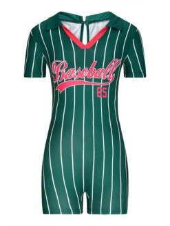 Women's Romper Baseball Workout Bodysuit Print Letter Shirt Collar Active Sport Daily Regular Fit Short Sleeve Black White Yellow XS S M Summer Fall Gym -Cheap Plus Fit Dress Store uyzsja1690528583717