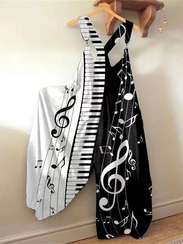 Jumpsuits For Women Summer Bib Print Animal Square Neck Streetwear Daily Vacation Loose Fit Sleeveless Black White Yellow S M L 4 Jumpsuits For Women Summer Bib Print Animal Square Neck Streetwear Daily Vacation Loose Fit Sleeveless Black White Yellow S M L - Image 4