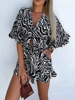 Women's Romper Ruffle Cut Out Floral V Neck Streetwear Street Daily Regular Fit Half Sleeve Black White Blue S M L Summer 28 Women's Romper Ruffle Cut Out Floral V Neck Streetwear Street Daily Regular Fit Half Sleeve Black White Blue S M L Summer -Cheap Plus Fit Dress Store uzcssq1683534618020
