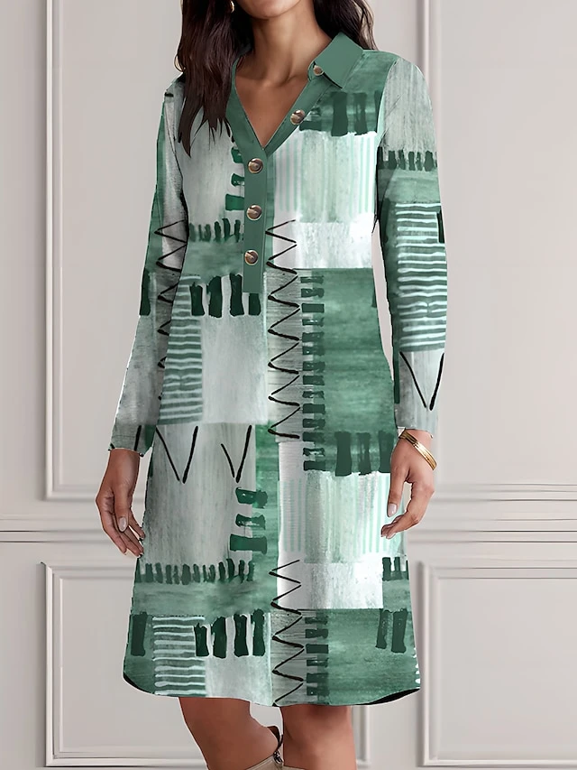 Women's Shirt Dress Casual Dress Cotton Linen Dress Midi Dress Polyester Fashion Casual Daily Outdoor Daily Vacation Shirt Collar Button Print 3/4 Length Sleeve Spring Fall Winter 2023 Loose Fit Blue 5 Women's Shirt Dress Casual Dress Cotton Linen Dress Midi Dress Polyester Fashion Casual Daily Outdoor Daily Vacation Shirt Collar Button Print 3/4 Length Sleeve Spring Fall Winter 2023 Loose Fit Blue - Image 5