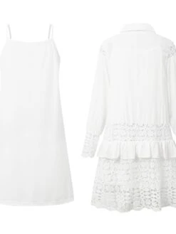 Women's Shirt Dress Casual Dress Cotton Linen Dress Mini Dress Lace Basic Classic Outdoor Daily Vacation Shirt Collar Lace Patchwork Long Sleeve Summer Spring Fall 2023 Loose Fit White Sky Blue Plain 12 Women's Shirt Dress Casual Dress Cotton Linen Dress Mini Dress Lace Basic Classic Outdoor Daily Vacation Shirt Collar Lace Patchwork Long Sleeve Summer Spring Fall 2023 Loose Fit White Sky Blue Plain -Cheap Plus Fit Dress Store valjxv1684216527197