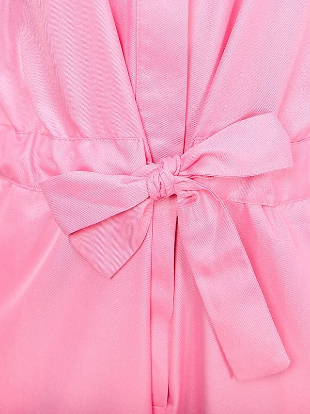 Women‘s Jumpsuit Halloween Pocket Drawstring Pink Fall Winter Solid Color Shirt Collar Streetwear Street Daily Regular Fit Long Sleeve S M L Fall 4 Women‘s Jumpsuit Halloween Pocket Drawstring Pink Fall Winter Solid Color Shirt Collar Streetwear Street Daily Regular Fit Long Sleeve S M L Fall - Image 4