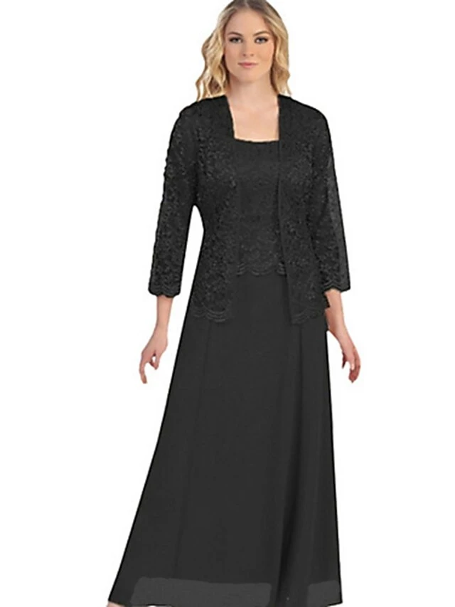 Women‘s Swing Dress Maxi Long Dress Black Gray Wine Gold Red 3/4 Length Sleeve Pure Color Chiffon Lace Fall Spring Boat Neck Hot Elegant Party 2023 M L XL XXL 3XL 4XL 5XL 3 Women‘s Swing Dress Maxi Long Dress Black Gray Wine Gold Red 3/4 Length Sleeve Pure Color Chiffon Lace Fall Spring Boat Neck Hot Elegant Party 2023 M L XL XXL 3XL 4XL 5XL - Image 3