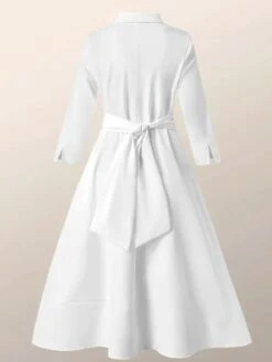 Women's Casual Dress Cotton Linen Dress Swing Dress Midi Dress Cotton Blend Fashion Modern Outdoor Daily Shirt Collar Button Pocket Half Sleeve Summer Spring Fall 2023 Regular Fit Rose Red Plain S M -Cheap Plus Fit Dress Store vbgngl1684377943066