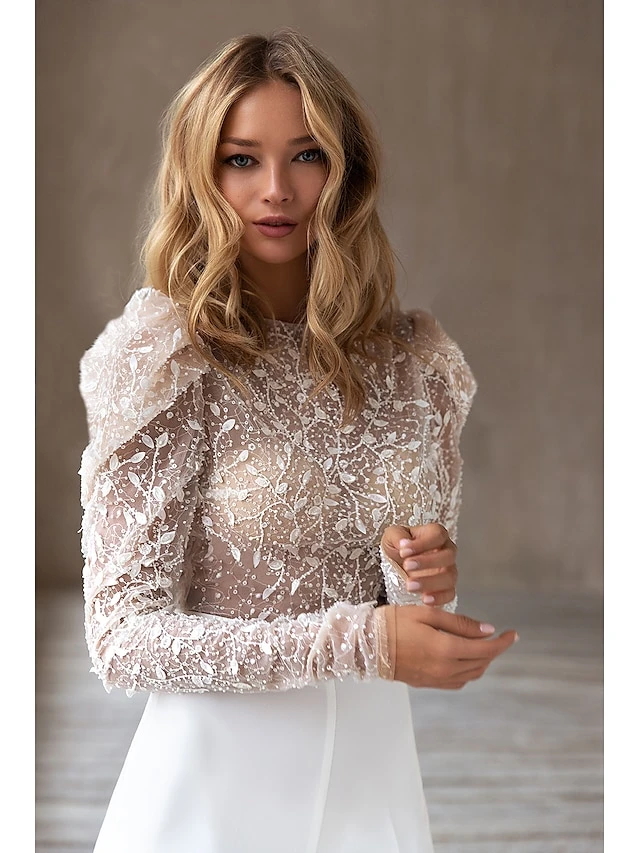 Women's Jumpsuit Backless Beaded Solid Color Simple Sexy Crew Neck Elegant Party Wedding Straight Regular Fit Long SleeveSummer 4 Women's Jumpsuit Backless Beaded Solid Color Simple Sexy Crew Neck Elegant Party Wedding Straight Regular Fit Long SleeveSummer - Image 4