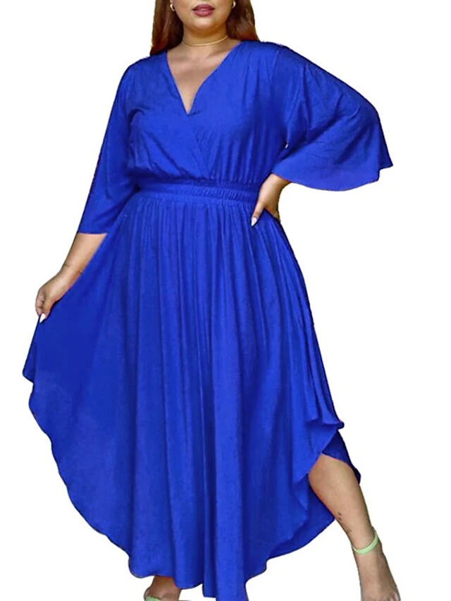Women‘s Plus Size Curve Holiday Dress Solid Color V Neck Half Sleeve Fall Spring Basic Maxi Long Dress Date Vacation Dress 18 Women‘s Plus Size Curve Holiday Dress Solid Color V Neck Half Sleeve Fall Spring Basic Maxi Long Dress Date Vacation Dress - Image 18