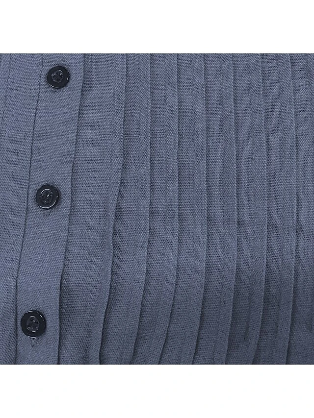 Women's Casual Dress Cotton Linen Dress Swing Dress Midi Dress Cotton Blend Fashion Basic Outdoor Daily Vacation Split Neck Button Pocket Short Sleeve Summer Spring 2023 Regular Fit Blue Plain S M L 5 Women's Casual Dress Cotton Linen Dress Swing Dress Midi Dress Cotton Blend Fashion Basic Outdoor Daily Vacation Split Neck Button Pocket Short Sleeve Summer Spring 2023 Regular Fit Blue Plain S M L - Image 5