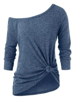 Women's Shirt Burgundy Tee 2 Pieces Outfits Waffle Black Wine Blue Floral Lace Print Long Sleeve Casual Fashion One Shoulder Regular Fit Floral Spring &Fall -Cheap Plus Fit Dress Store vekmlt1672041369965