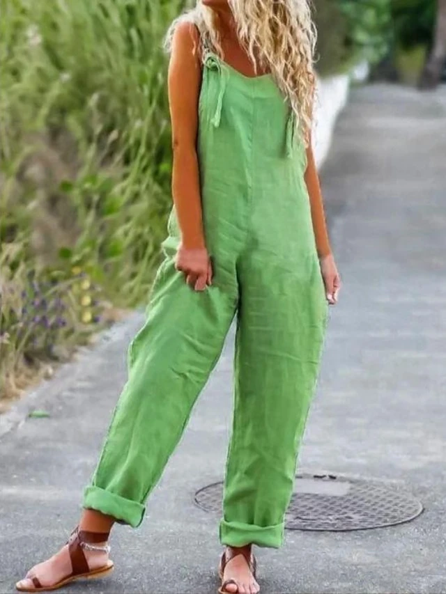 Women's Jumpsuits Utility Casual Summer Solid Color Square Neck Holiday Xmas Traveling Christmas Regular Fit Sleeveless S M L Fall Back To School 1 Women's Jumpsuits Utility Casual Summer Solid Color Square Neck Holiday Xmas Traveling Christmas Regular Fit Sleeveless S M L Fall Back To School