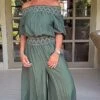 Women's Jumpsuit Backless Patchwork Color Block V Neck Streetwear Daily Holiday Regular Fit Half Sleeve Green S M L Fall